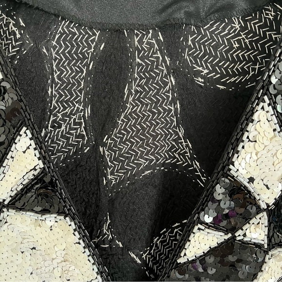 VINTAGE 80s TADASHI Sequin Mod Midi Dress - Picture 9 of 12